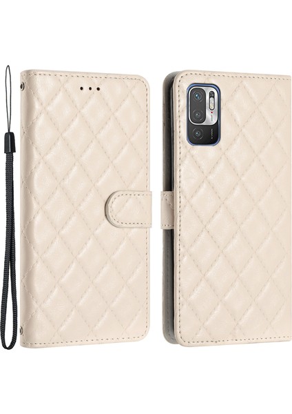 Xiaomi Poco M3 Pro 4g/5g/redmi Note 10 5g/not 10T 5g Deri Telefon Kılıfı Stand Cüzdan-Beyaz (Yurt Dışından)