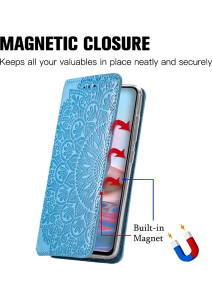 Basılı Mandala Çiçek Deseni Otomatik Absorlanmış Pu Deri Kılıf Stand Stand Cüzdanı Xiaomi Redmi Note 10 4g/redmi Not 10S/POCO M5S 4g-Dark Mavi (Yurt Dışından) fırsatları