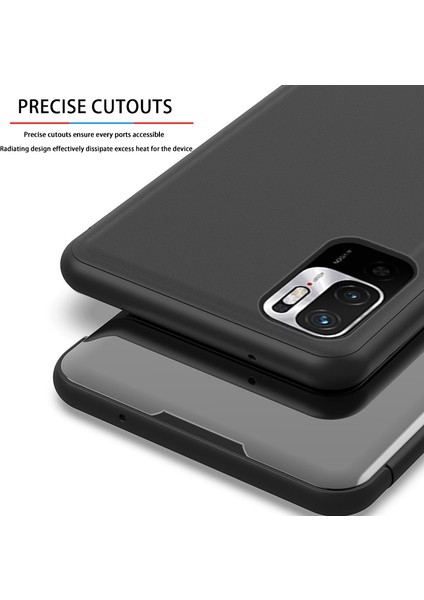 Pencereyi Görüntüle Elektrumanlı Ayna Yüzey Deri Kapak Xiaomi Poco M3 Pro 4g/5g/redmi Note 10 5g-Silver Için (Yurt Dışından) modelleri