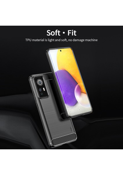 Xiaomi 12 5G/12X 5G/12S Için 5g Telefon Kabuğu Karbon Fiber Doku Yumuşak Tpu Anti-Çizeltilmiş Fırçalanmış Yüzey Cep Telefonu Kılıf Mavisi (Yurt Dışından) modelleri