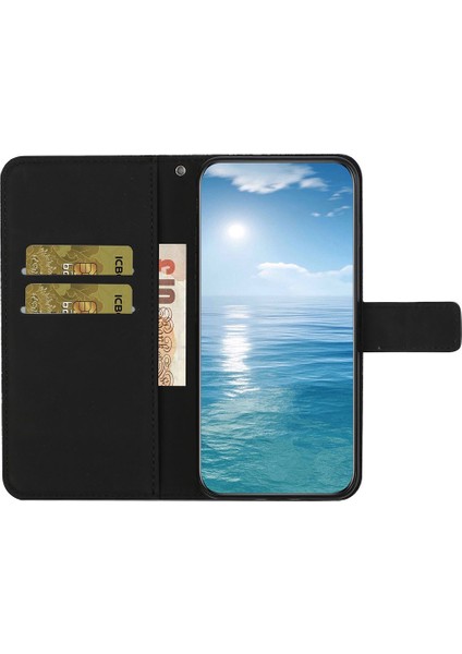 Etnik Stil Çiçek Xiaomi Redmi Için Pu Deri Kılıf Not 11 4g (Qualcomm)/not 11S 4g, Stand Cüzdan Telefon Kapağı+Kayış-Black (Yurt Dışından)