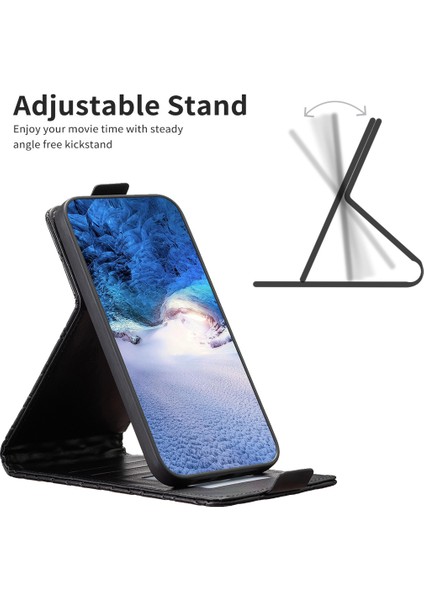 Xiaomi 11T Pro 5G/11T 5g Deri Damla Damla Geçirmez Telefon Kılıfı Baskılı Kart Tutucu Dikey Flip Stand Cover-Black (Yurt Dışından)