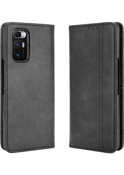 Vintage Style Manyetik Otomatik Absorbed Telefon Cüzdan Standı Kılıf Deri Kapak Xiaomi Mi Mix Fold-Black (Yurt Dışından)