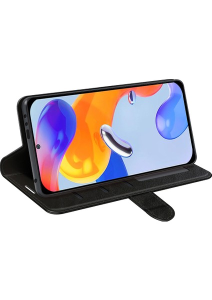 Xiaomi Redmi Için Note 12 Pro 4g/11 Pro 4g (Mediatek)/note 11 Pro 5g (Qualcomm) Çılgın At Doku Pu Deri+Tpu Şok Geçirmez Telefon Kapağı Cüzdan Stand-Black (Yurt Dışından) indirimleri