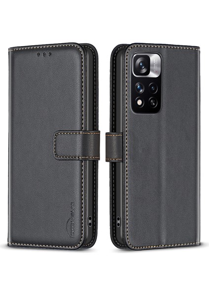 Xiaomi Redmi Için Telefon Kılıfı Note 12 Pro 4g/note 11 Pro 4g (Mediatek)/11 Pro 5g (Qualcomm) Cüzdan Pu Deri Stand Kapak Black (Yurt Dışından)