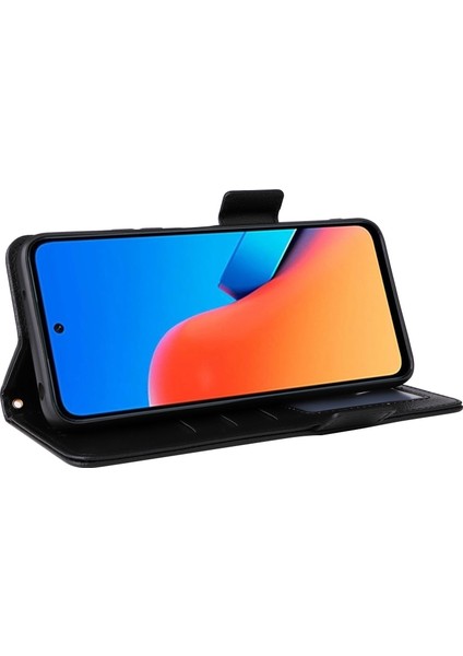 Xiaomi Redmi Için 12 4g/12 5g/not 12R 5g/poco M6 Pro 5g Litchi Doku Standı Telefon Kılıf Anti-Düşme Pu Deri Cüzdan Kapak Black (Yurt Dışından) modelleri