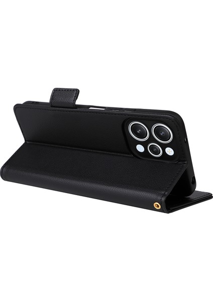 Xiaomi Redmi Için 12 4g/12 5g/not 12R 5g/poco M6 Pro 5g Litchi Doku Standı Telefon Kılıf Anti-Düşme Pu Deri Cüzdan Kapak Black (Yurt Dışından) fırsatları