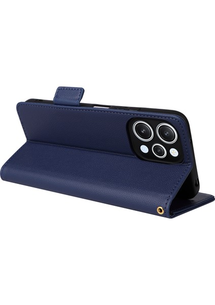 Xiaomi Redmi Için 12 4g/12 5g/not 12R 5g/poco M6 Pro 5g Litchi Doku Stand Telefon Kılıf Anti-Düşme Pu Deri Cüzdan Kapak-Dark Mavi (Yurt Dışından) fırsatları