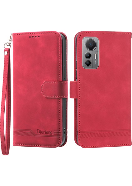 Dierfeng Df-03 Xiaomi 12/12X/12S 5g Pu Deri Stand Koruyucu Telefon Kılıfları Baskılı Cüzdan Kapak-Kırmızı (Yurt Dışından)