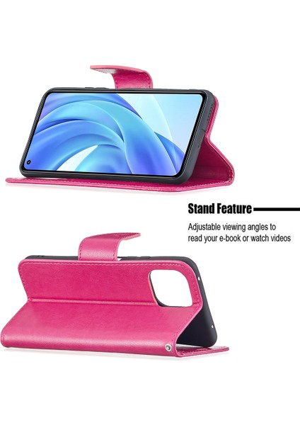 Baskı Kelebek Deri Deri Stand Cüzdan Kılıfı Xiaomi Mi 11 Lite 4g /5g /11 Lite 5g Ne-Rose (Yurt Dışından)