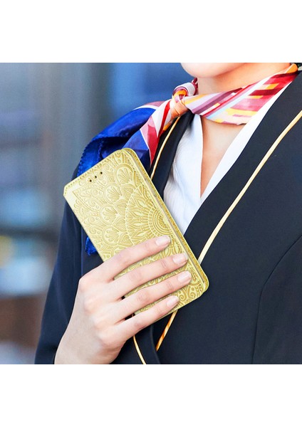 Basılı Mandala Çiçek Deseni Otomatik Absorlanmış Pu Deri Kılıf Stand Stand Cüzdanı Xiaomi Redmi Note 10 4g/redmi Not 10S/POCO M5S 4g-Gold (Yurt Dışından) indirimleri