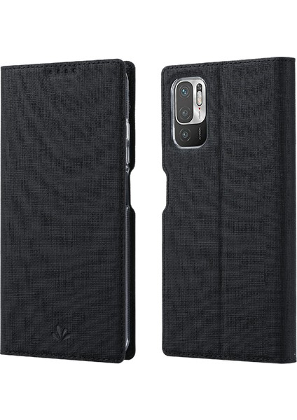 Kart Tutucu Tasarım Deri Koruyucu Xiaomi Redmi Için Stand Kapağı Not 10 5g/poco M3 Pro 4g/poco M3 Pro 5g-Black (Yurt Dışından)