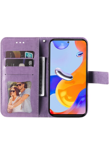 Xiaomi Redmi Için Note 12 Pro 4g/11 Pro 4g (Mediatek)/note 11 Pro 5g (Qualcomm) Kayış Tasarım Çiçeği Deri Deri Deri Stand Cep Telefonu Vaka Işığı Mor (Yurt Dışından) fiyatları