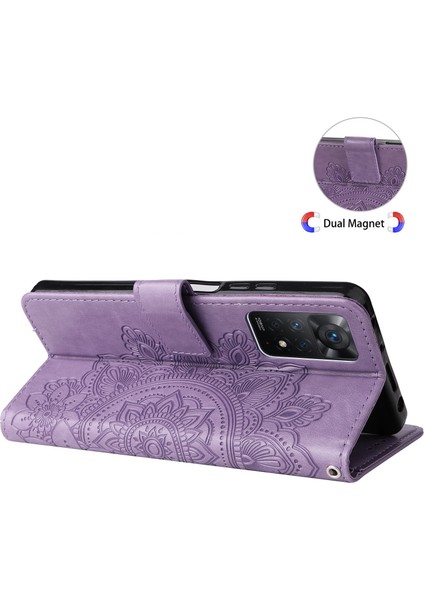 Xiaomi Redmi Için Note 12 Pro 4g/11 Pro 4g (Mediatek)/note 11 Pro 5g (Qualcomm) Kayış Tasarım Çiçeği Deri Deri Deri Stand Cep Telefonu Vaka Işığı Mor (Yurt Dışından) fırsatları