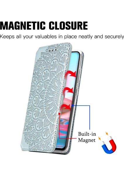 Basılı Mandala Çiçek Deseni Otomatik Absorlanmış Pu Deri Kılıf Stand Stand Cüzdanı Xiaomi Redmi Note 10 4g/redmi Not 10S/POCO M5S 4g-Gre (Yurt Dışından) fırsatları