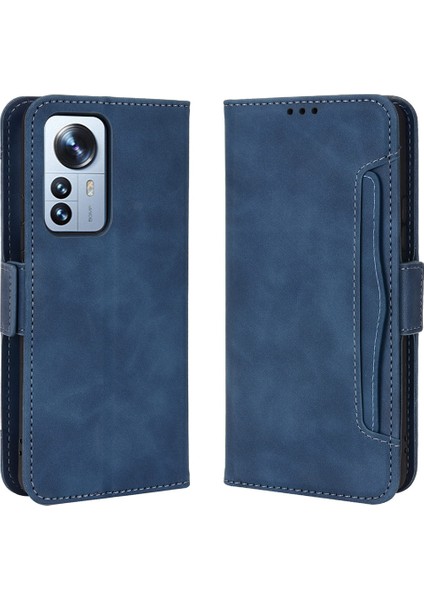 Xiaomi 12 Pro 5g /12S Pro 5g /12 Pro (Boyut) 5g Manyetik Kapanış Şok Geçirmez Çoklu Kart Yuvaları Cüzdan Kılıfı Pu Deri Deri Flip Cep Telefonu Kapak Mavisi (Yurt Dışından)