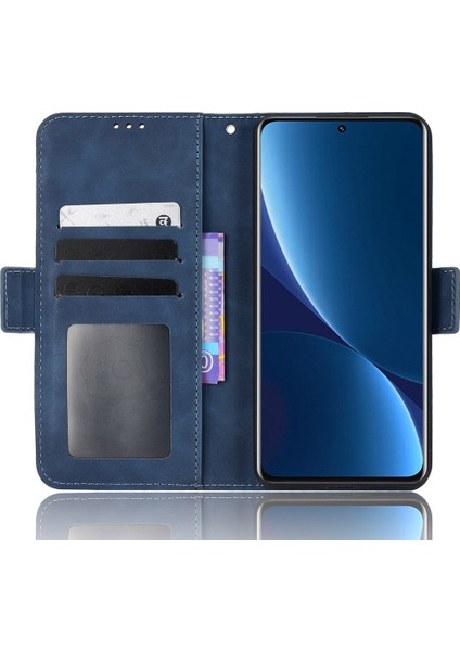 Xiaomi 12 Pro 5g /12S Pro 5g /12 Pro (Boyut) 5g Manyetik Kapanış Şok Geçirmez Çoklu Kart Yuvaları Cüzdan Kılıfı Pu Deri Deri Flip Cep Telefonu Kapak Mavisi (Yurt Dışından) fırsatları