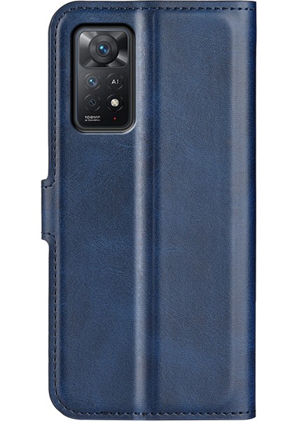 Xiaomi Redmi Için Note 12 Pro 4g/11 Pro 4g (Mediatek)/note 11 Pro 5g (Qualcomm) Manyetik Toka Dokulu Pu Deri Kapak Cüzdan Stand Telefon Kılıf Mavisi (Yurt Dışından) modelleri