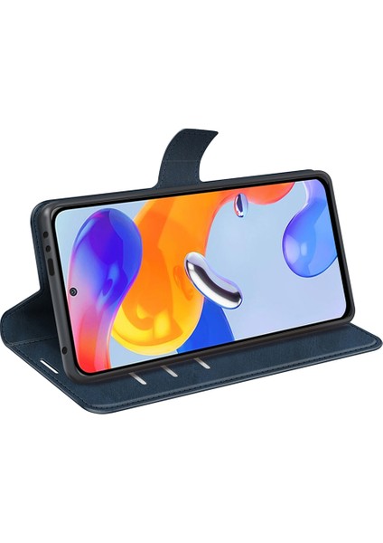 Xiaomi Redmi Için Note 12 Pro 4g/11 Pro 4g (Mediatek)/note 11 Pro 5g (Qualcomm) Manyetik Toka Dokulu Pu Deri Kapak Cüzdan Stand Telefon Kılıf Mavisi (Yurt Dışından) indirimleri