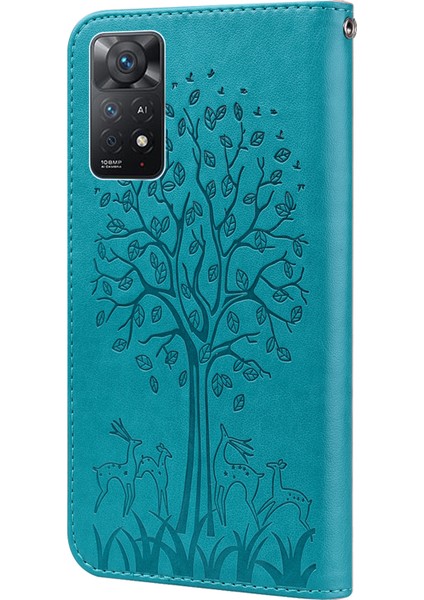 Xiaomi Redmi Için Note 12 Pro 4g/11 Pro 4g (Mediatek)/note 11 Pro 5g (Qualcomm) Basılı Şık Geyik Ağacı Desen Standı Pu Deri+Tpu Anti-Çıtır Manyetik Kapak-Mavi (Yurt Dışından) fırsatları