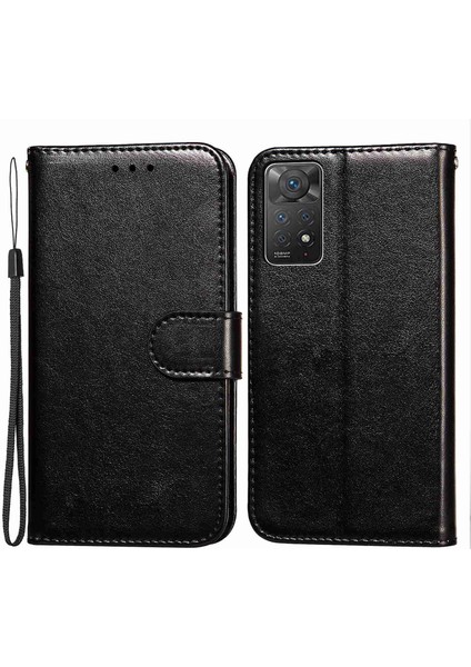 Xiaomi Redmi Için Note 12 Pro 4g/11 Pro 4g (Mediatek)/note 11 Pro 5g (Qualcomm) Manyetik Toka Pu Deri Koruyucu Kapak Düz Renkli Telefon Cüzdan Stand Kılıfı (Yurt Dışından)