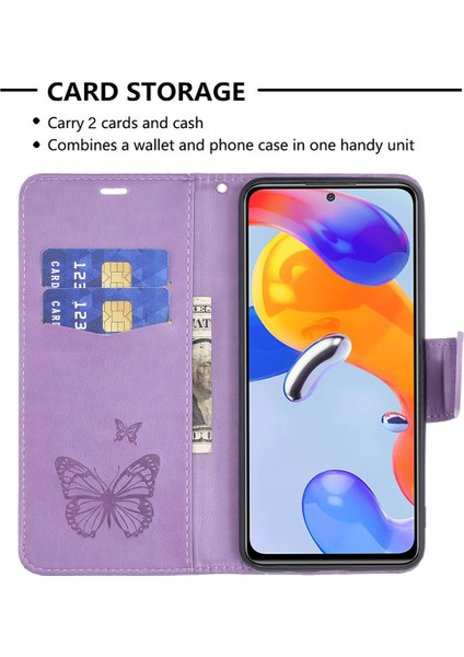 Xiaomi Redmi Için Note 12 Pro 4g/11 Pro 4g (Mediatek)/note 11 Pro 5g (Qualcomm) Kelebekler Baskılı Ayarlanabilir Stand Cüzdanı Telefon Deri Kapak-Moral (Yurt Dışından) indirimleri