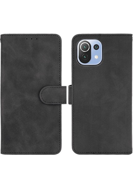 Ipeksi Dokunlu Deri Folio Flip Cüzdan Telefon Kapak Stand Stand Standı Kılıfı Xiaomi Mi 11 Lite 4g /5g /11 Lite 5g Ne-Black (Yurt Dışından)