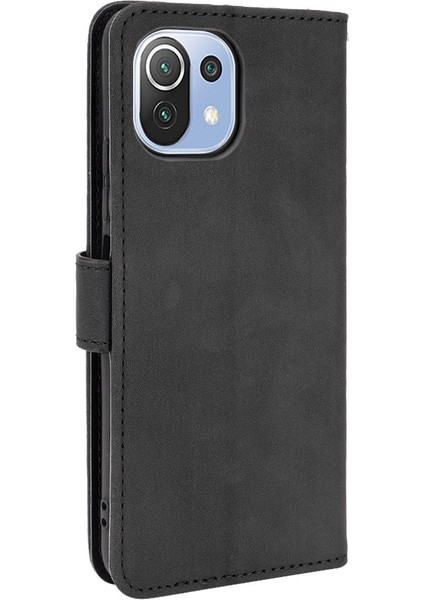 Ipeksi Dokunlu Deri Folio Flip Cüzdan Telefon Kapak Stand Stand Standı Kılıfı Xiaomi Mi 11 Lite 4g /5g /11 Lite 5g Ne-Black (Yurt Dışından)