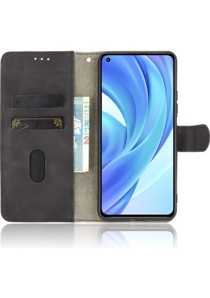 Ipeksi Dokunlu Deri Folio Flip Cüzdan Telefon Kapak Stand Stand Standı Kılıfı Xiaomi Mi 11 Lite 4g /5g /11 Lite 5g Ne-Black (Yurt Dışından)