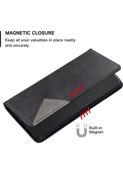 Xiaomi 12 Pro 5G/12S Pro 5g/12 Pro (Boyut) 5g Manyetik Emilim Standı Folyo Kapak Rhombus Benzeri Baskılı Pu Deri Iç Tpu Telefon Kılıf (Yurt Dışından) fiyatları