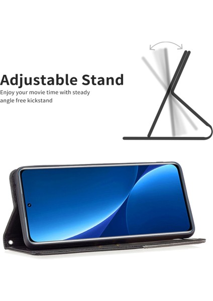 Xiaomi 12 Pro 5G/12S Pro 5g/12 Pro (Boyut) 5g Manyetik Emilim Standı Folyo Kapak Rhombus Benzeri Baskılı Pu Deri Iç Tpu Telefon Kılıf (Yurt Dışından) modelleri