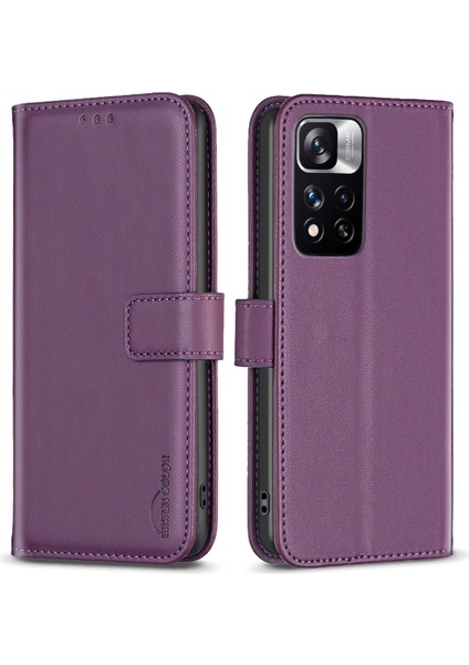 Xiaomi Redmi Için Telefon Kılıfı Not 12 Pro 4g/note 11 Pro 4g (Mediatek)/11 Pro 5g (Qualcomm) Cüzdan Pu Deri Stand Kapak-Dark Mor (Yurt Dışından)