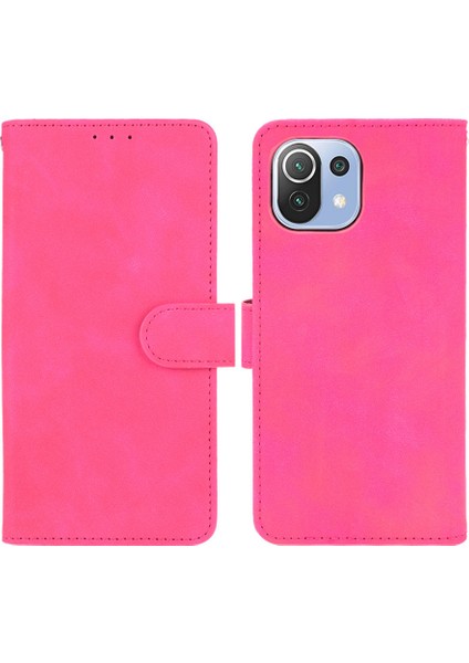 Ipeksi Touch Deri Folio Flip Cüzdan Telefon Kapak Stand Stand Standı Kılıfı Xiaomi Mi 11 Lite 4g /5g /11 Lite 5g Ne-Rose (Yurt Dışından)