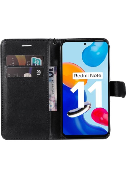 Xiaomi Için Redmi Note 11 4g (Qualcomm)/redmi Note 11S 4g Pu Deri Kılıf Manyetik Kıta Flip Bilek Kayış Cüzdan Kapağı Stand-Black (Yurt Dışından) modelleri
