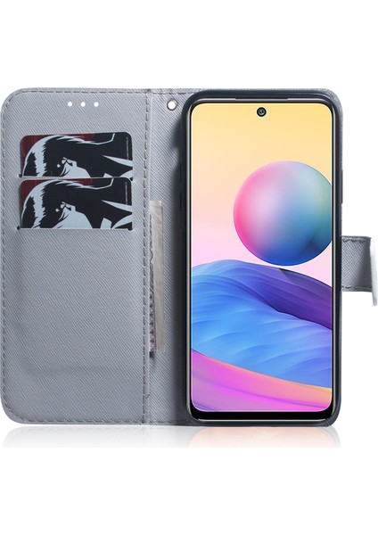 Sevimli Desen Baskı Premium Pu Deri Cüzdan Telefon Kılıfı Xiaomi Redmi Için Flip Kapak Not 10 5g/poco M3 Pro 5g/4g-Apricot Çiçekler (Yurt Dışından)
