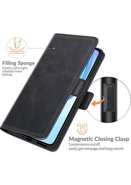 Manyetik Çift Toka Pu Deri Cüzdan Stand Kılıfı Xiaomi Mi 11 Lite 4g/5g/11 Lite 5g Ne-Black (Yurt Dışından)