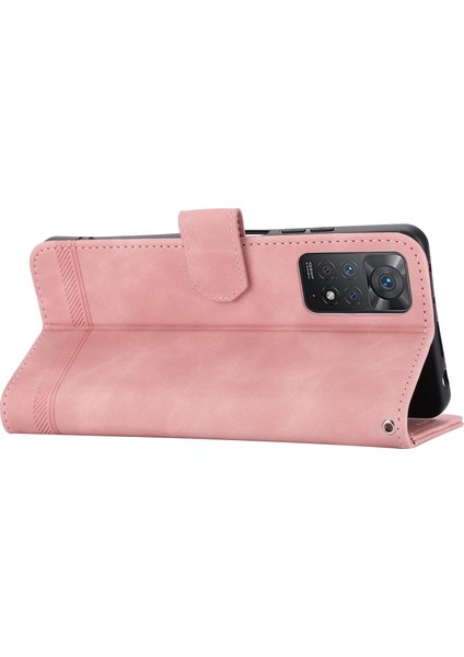 Xiaomi Redmi Için Dierfeng Df-03 Note 12 Pro 4g/11 Pro 4g (Mediatek)/note 11 Pro 5g (Qualcomm) Telefon Kılıfı Pu Deri Çizgileri Baskılı Telefon Cüzdan Kapak Pembe (Yurt Dışından) modelleri