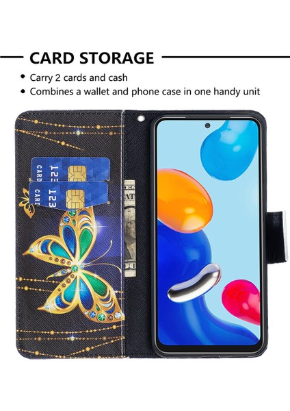 Xiaomi Için Redmi Note 11 4g (Qualcomm)/redmi Note 11S 4g Kılıfı, Stand Cüzdan Desen Tasarımı Pu Deri Deri Koruyucu Kapak-Yahudi Kelebek (Yurt Dışından) indirimleri