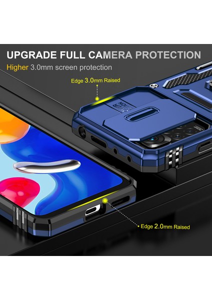 Xiaomi Redmi Için Zırh Serisi Not 12 Pro 4g/11 Pro 4g (Mediatek)/note 11 Pro 5g (Qualcomm) Slayt Kamera Koruma Kılıf Kickstand Pc+Tpu Etkiye Dayanıklı Kapak Navy Mavi (Yurt Dışından)