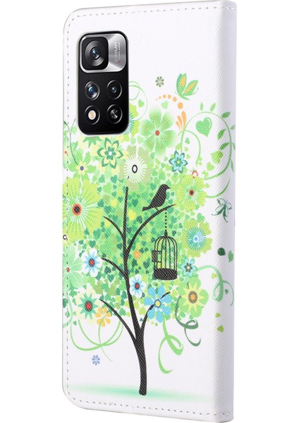 Şık Desen Baskı Telefon Kılıf Anti-Güz Çapraz Doku Pu Deri Cüzdan Kapağı Stand Boyu Xiaomi Redmi Note 12 Pro 4g/11 Pro 4g (Mediatek)/note 11 Pro 5g (Qualcomm) -Kreen Tree (Yurt Dışından)