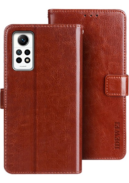 Xiaomi Redmi Için Note 12 Pro 4g/note 11 Pro 5g (Qualcomm)/11 Pro 4g (Mediatek) Deri Kılıf Stand Cüzdan Telefon Kapak-Brown (Yurt Dışından)