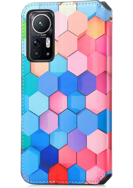 Rfıd Engelleme Cüzdan Telefon Kılıfı Xiaomi 12 5G/12X 5G/12S 5g, Desen Baskı Pu Deri Manyetik Otomatik Kapatma Stand Kapağı Kapak Renkli Balyomb (Yurt Dışından)