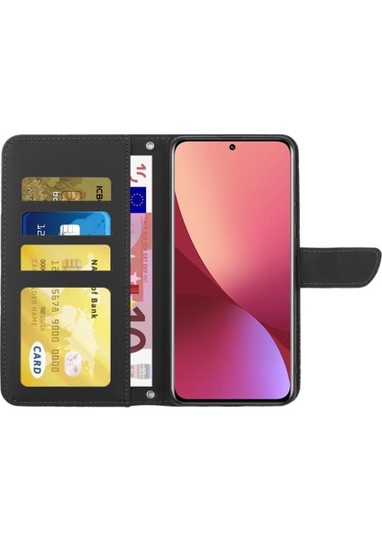 Xiaomi 12/12X/12S Için 5g Pu Deri Baskılı Kelebek Çiçek Manyetik Telefon Kılıf Omuz Kayışı Stand Cüzdan Yumuşak Tpu Kitap Kapak Black (Yurt Dışından) fiyatları