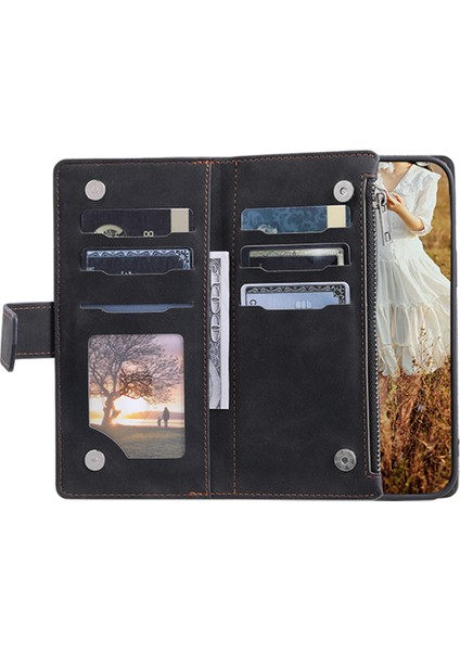 Xiaomi Redmi Için Pu Deri Telefon Kapağı Note 12 Pro 4g/note 11 Pro 4g (Mediatek)/11 Pro 5g (Qualcomm), Rhombus Doku Fermuar Cep Kabası Stand Cüzdan Kılıfı Strap-Black (Yurt Dışından) fırsatları