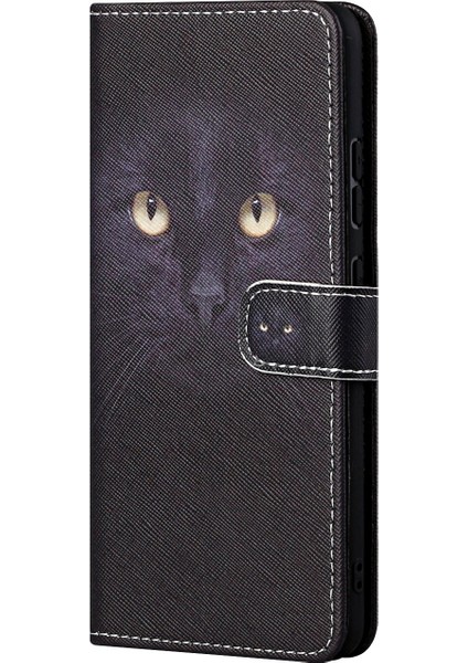 3D Desen Baskı Çapraz Doku Deri Cüzdan Xiaomi Redmi Için Koruyucu Telefon Kılıfı Kabuğu Not 10 5g/poco M3 Pro 5g/4g-Cat Gözler (Yurt Dışından)