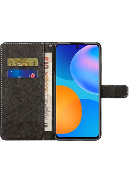 3D Desen Baskı Çapraz Doku Deri Cüzdan Xiaomi Redmi Için Koruyucu Telefon Kılıfı Kabuğu Not 10 5g/poco M3 Pro 5g/4g-Cat Gözler (Yurt Dışından)