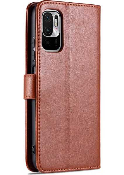 Pu Deri Telefon Cüzdan Stand Kılıf Kapağı Xiaomi Redmi Note 10 5g/poco M3 Pro 4g/5g-Brown (Yurt Dışından) modelleri