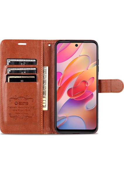 Pu Deri Telefon Cüzdan Stand Kılıf Kapağı Xiaomi Redmi Note 10 5g/poco M3 Pro 4g/5g-Brown (Yurt Dışından) indirimleri