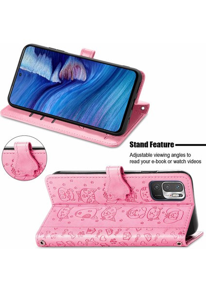 Baskı Kedi Köpek Desen Tasarımı Manyetik Deri Stand Kılıfı Xiaomi Redmi Note 10 5g/poco M3 Pro 5g/poco M3 Pro 4g-Pink (Yurt Dışından) fırsatları