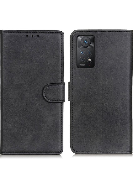Xiaomi Redmi Için Note 12 Pro 4g/11 Pro 4g (Mediatek)/note 11 Pro 5g (Qualcomm) Dokulu Pu Deri Folio Kılıf Stand Standı Cüzdan Manyetik Flip Cover-Black (Yurt Dışından)